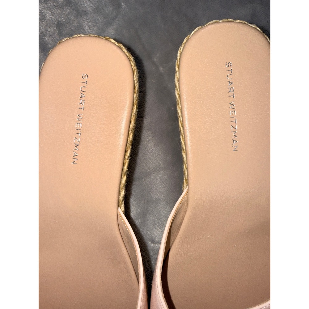 Stuart Weitzman Pink Leather Crystal Buckle Espadrille Wedge‎ Sandals 38 - Picture 5 of 6